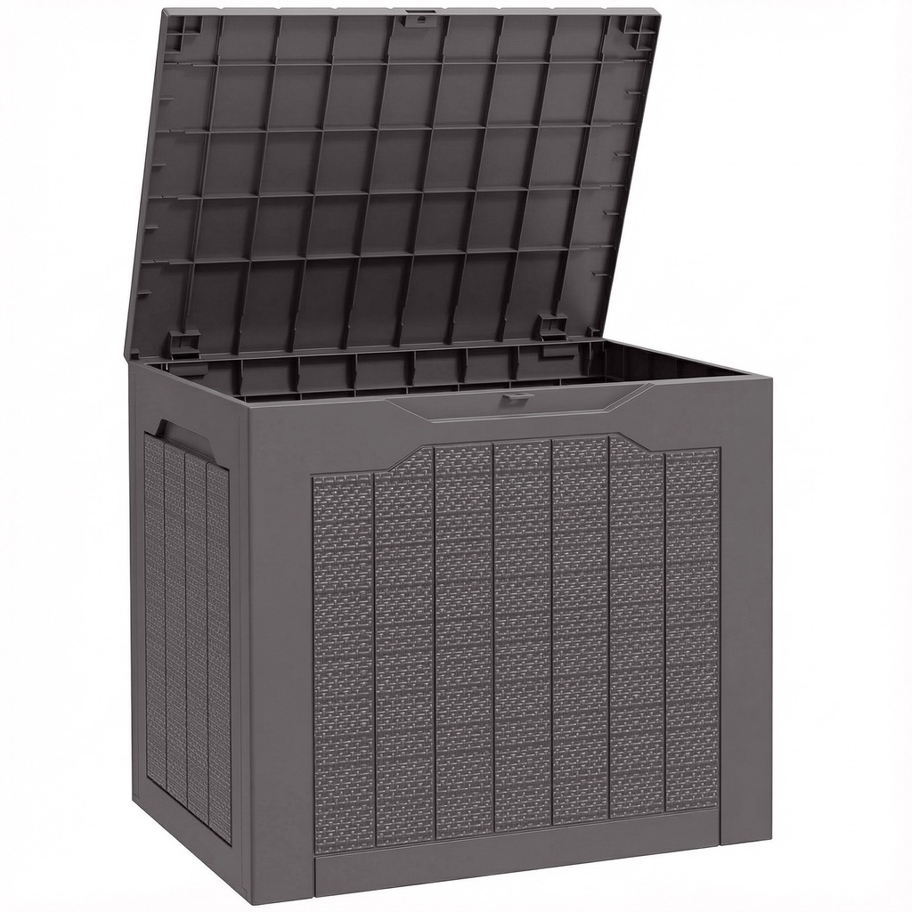Outsunny 97L Plastic Garden Storage Box, Brown (Product Only - No assembly)