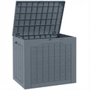 Outsunny 97L Plastic Garden Storage Box, Light Grey