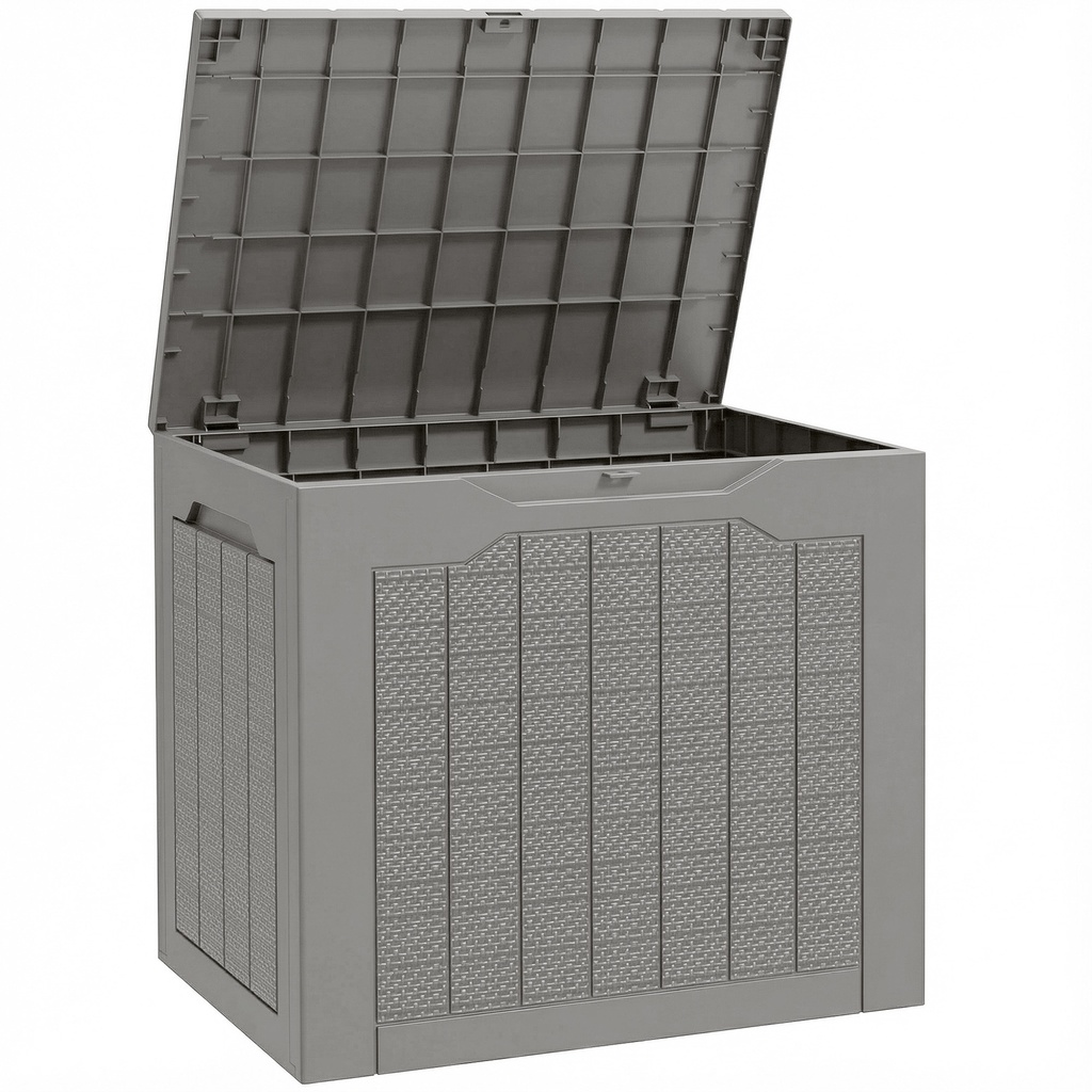 Outsunny 97L Plastic Garden Storage Box, Khaki (Product Only - No assembly)