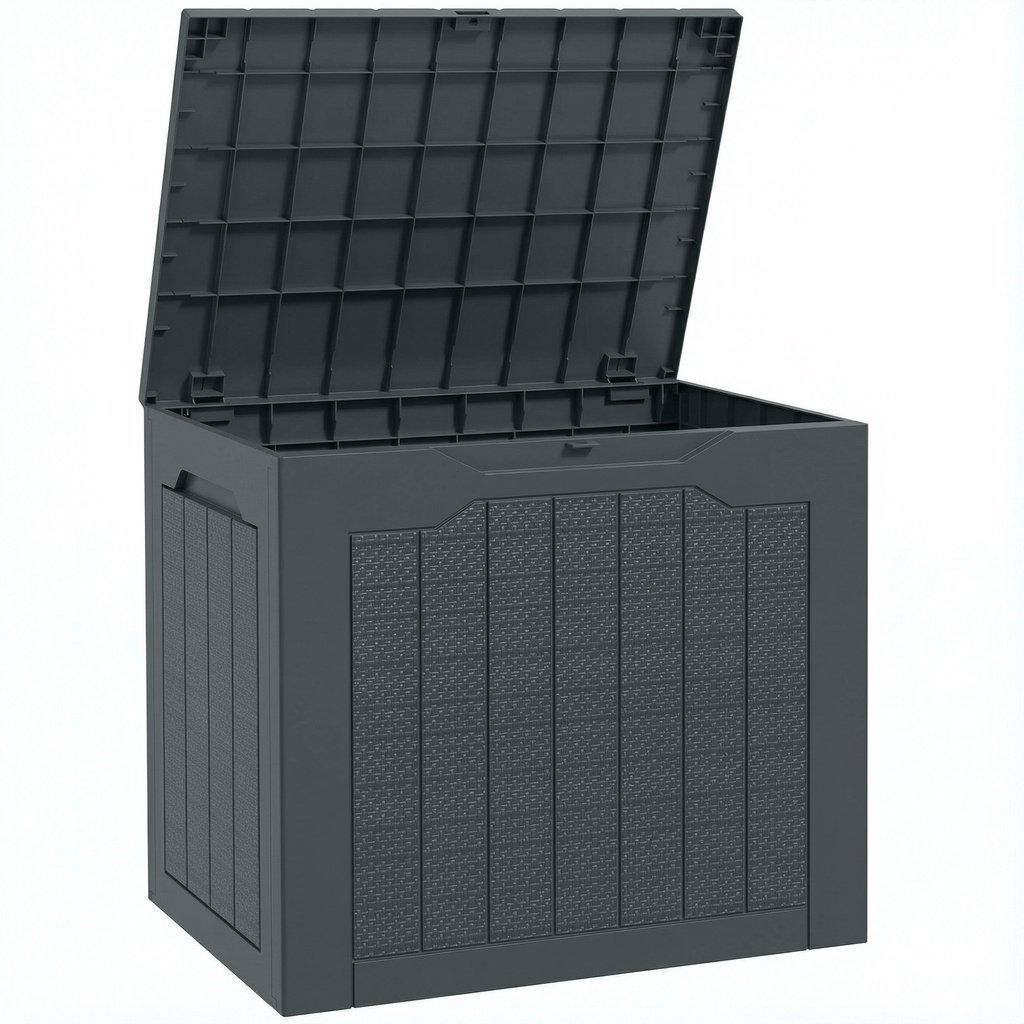 Outsunny 97L Plastic Garden Storage Box, Dark Grey (Product Only - No assembly)
