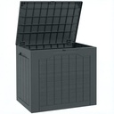 Outsunny 97L Plastic Garden Storage Box, Dark Grey