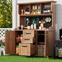 120 x 50 x 185cm Wooden Garden Cabinet with Pegboard, Natural