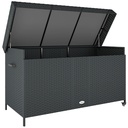 Outsunny 627L Rattan Garden Storage Box, Black