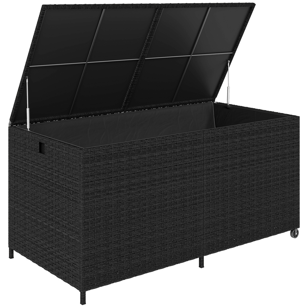 Outsunny 650L Rattan Garden Storage Box, Black (Product Only - No assembly)