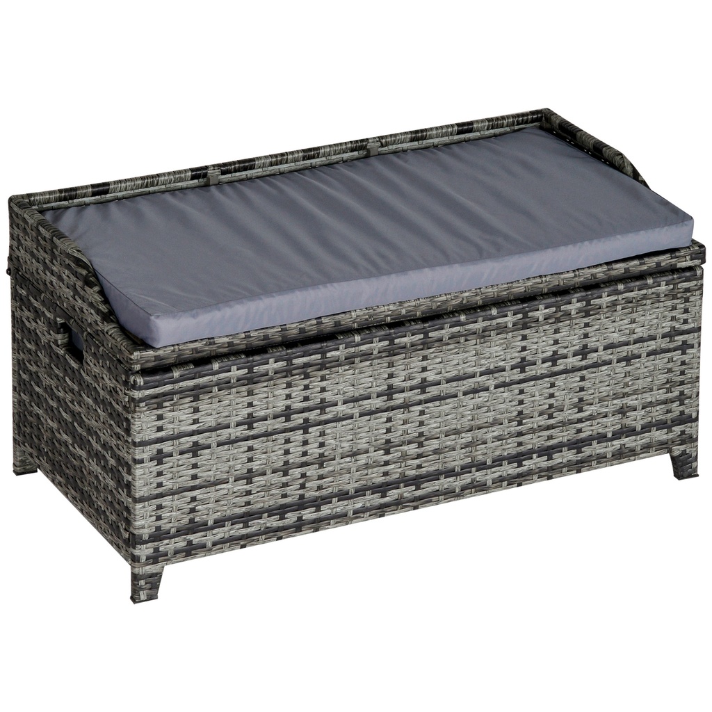 Outsunny 130L Rattan Garden Storage Box, Mixed Grey (Product Only - No assembly)