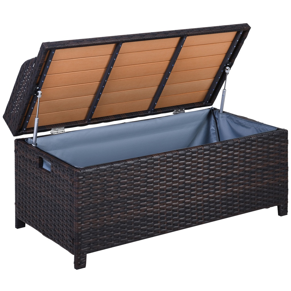 Outsunny 130L Rattan Garden Storage Box, Mixed Brown (Product Only - No assembly)
