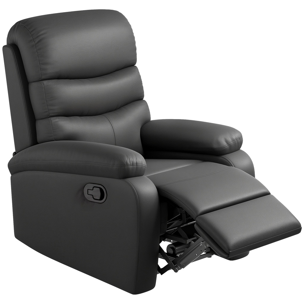 [AOSOM-833-522V72BK] Manual Faux Leather Recliner Armchair 80 x 90 x 105cm, Black