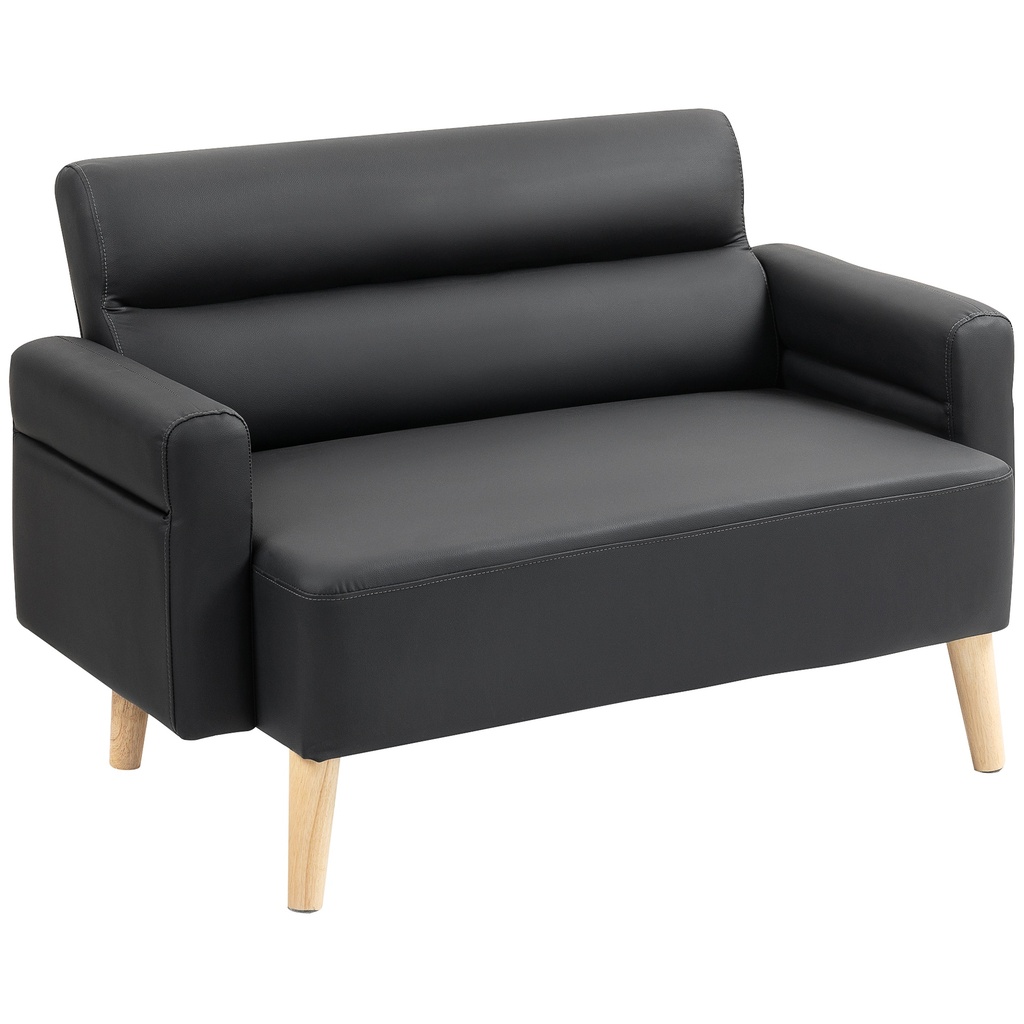 [AOSOM-83B-342V70BK] 2 Seater Faux Leather Sofa 117 x 78 x 78cm, Black