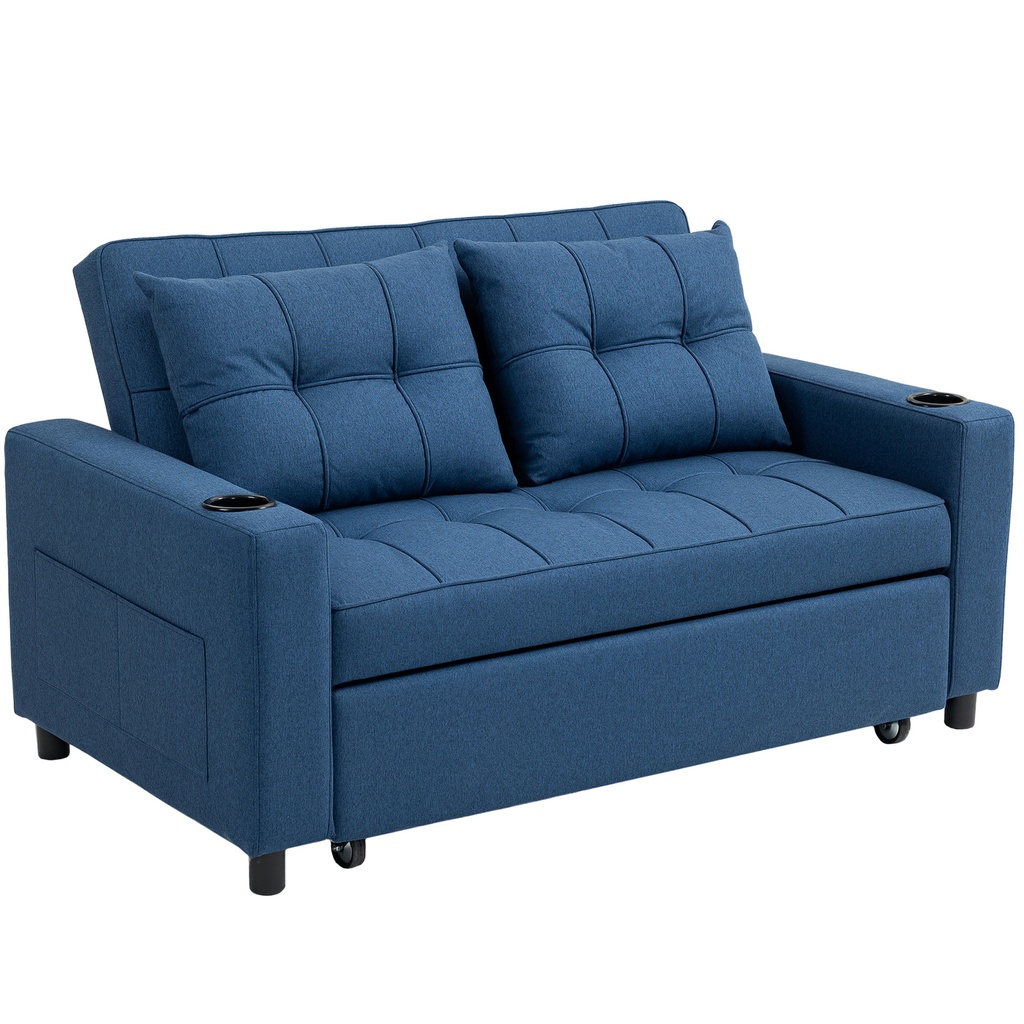 [AOSOM-83B-048V70BG] Linen Sofa Bed 157 x 90 x 91cm