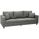 3 Seater Corduroy Sofa 225 x 80 x 79cm, Light Grey, Black