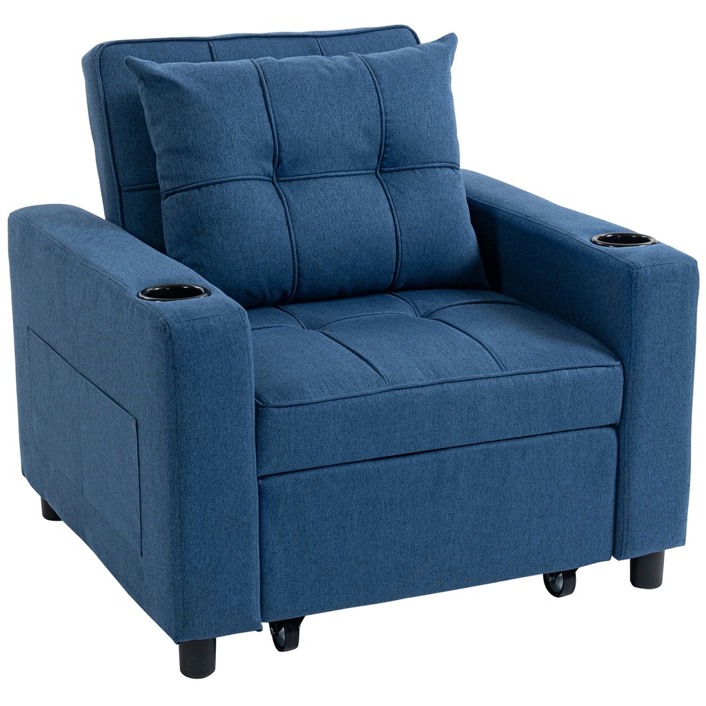 [AOSOM-83B-696V70BK] Linen Sofa Bed 95 x 88 x 90cm