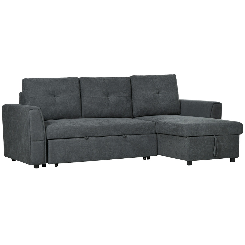 [AOSOM-839-191V70] 3 Seater Linen Sofa Bed 85 x 232 x 141cm