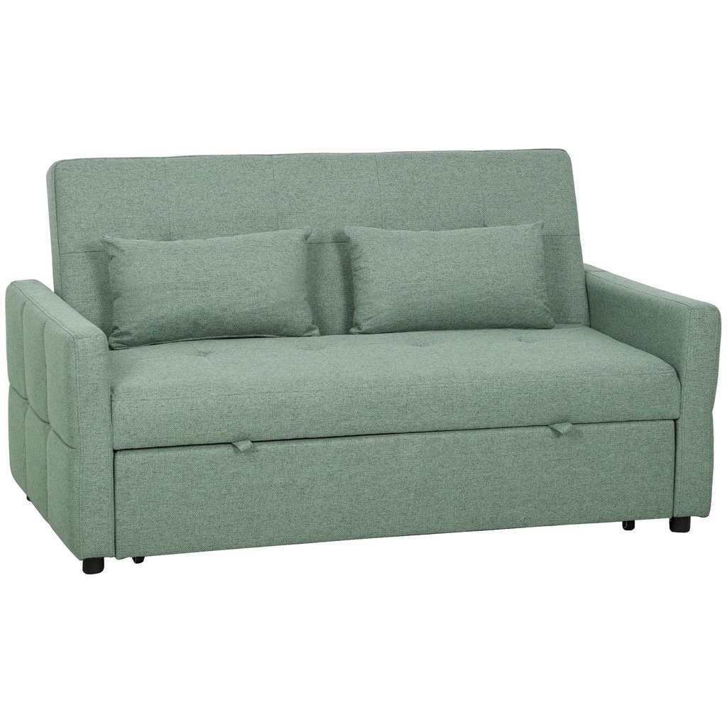 [AOSOM-83B-575V70BG] 2 Seater Linen Sofa Bed 158 x 85 x 85cm