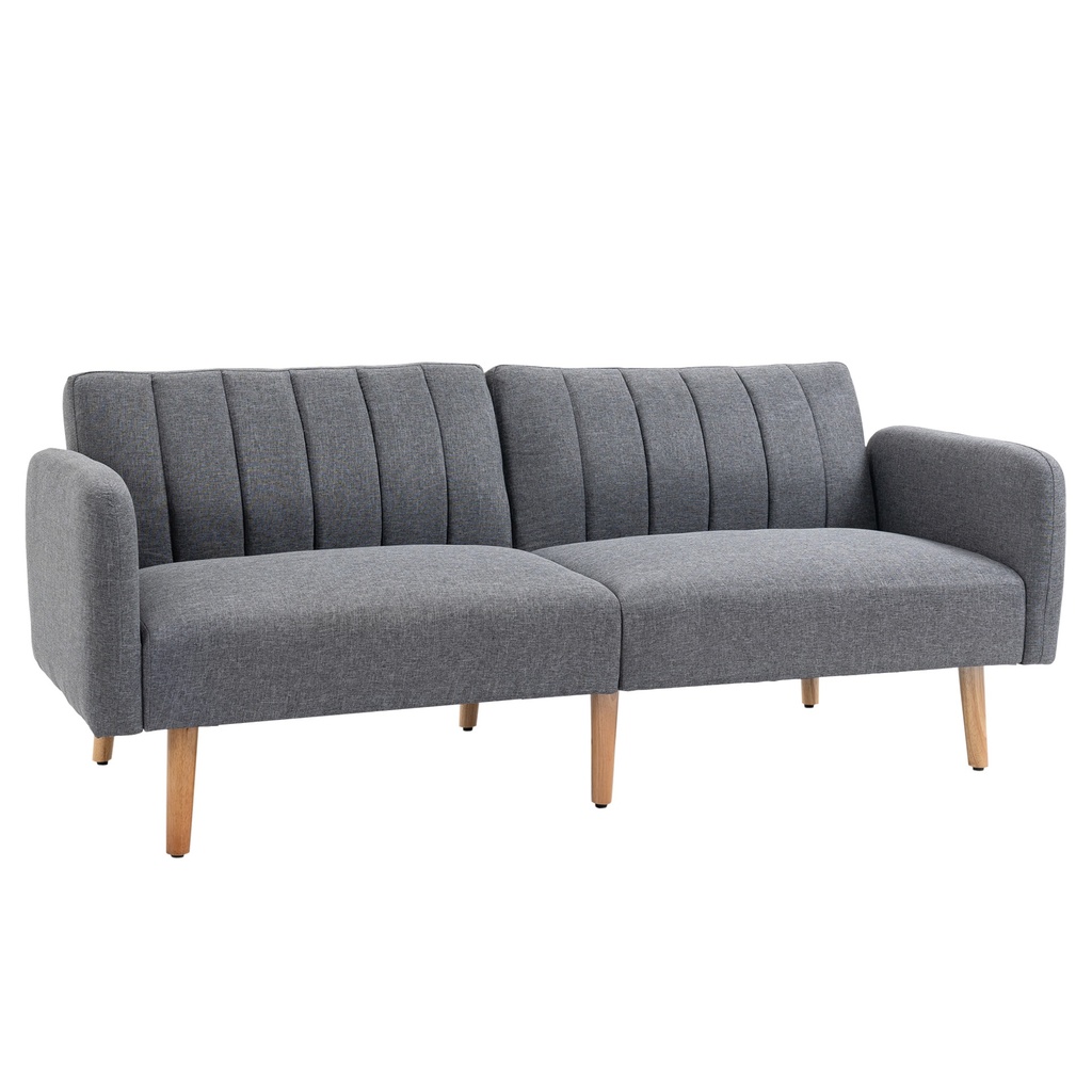 [AOSOM-839-214V71GY] 3 Seater Linen Sofa Bed 173 x 75 x 73cm, Grey