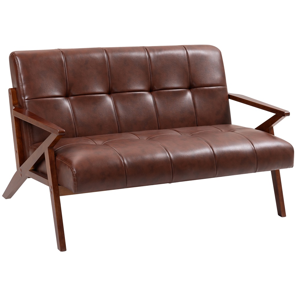 [AOSOM-83B-292V70BN] 2 Seater Faux Leather Sofa 133 x 81 x 78.5cm, Brown