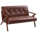 2 Seater Faux Leather Sofa 133 x 81 x 78.5cm, Brown