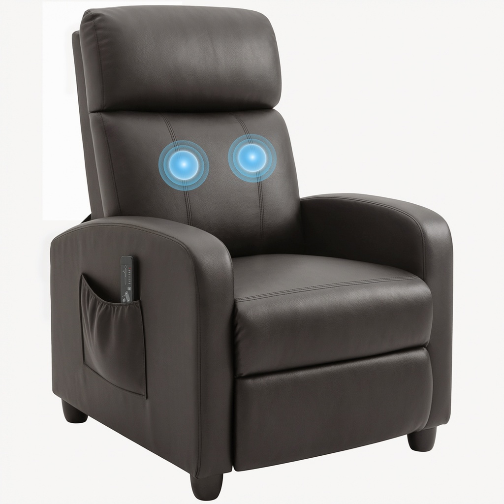 [AOSOM-700-143V70BK] Manual Faux Leather Recliner Armchair 68 x 88 x 98cm