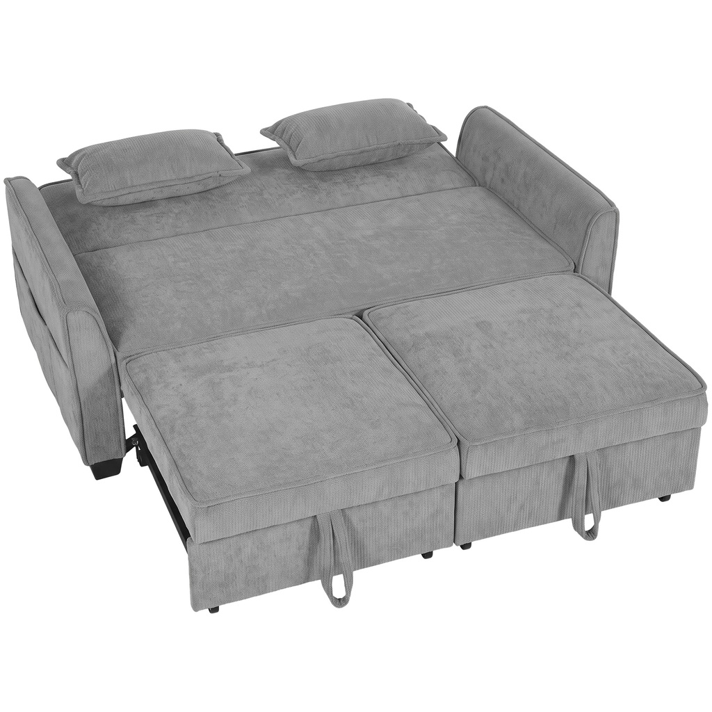 [AOSOM-83B-838V70BK] Corner 2 Seater Chenille Sofa Bed 167 x 89 x 85cm
