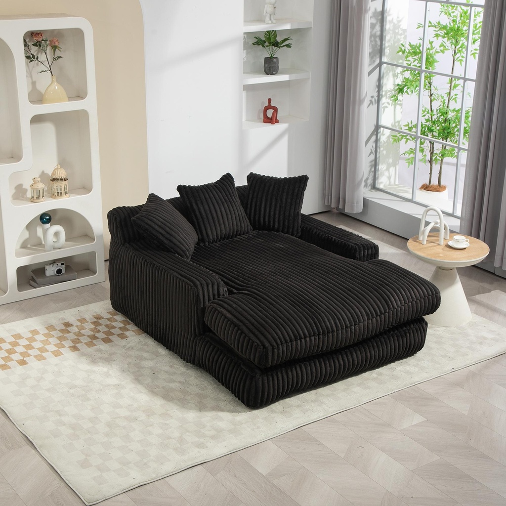 [AOSOM-F-GOM-W2678S00004] Corduroy Sofa Bed 155 x 125 x 63cm