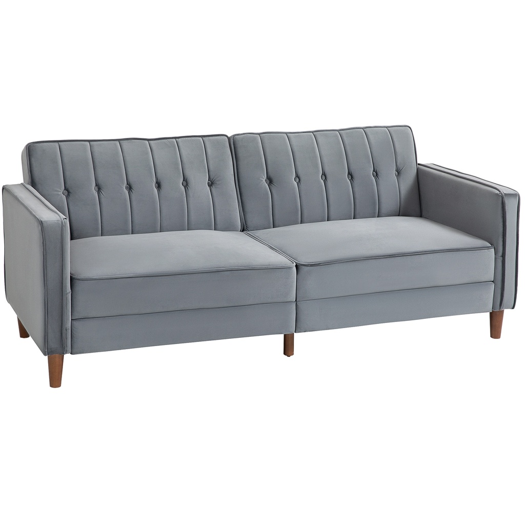 [AOSOM-839-076V73BU] Velvet Sofa Bed 189 x 80.5 x 78.5cm