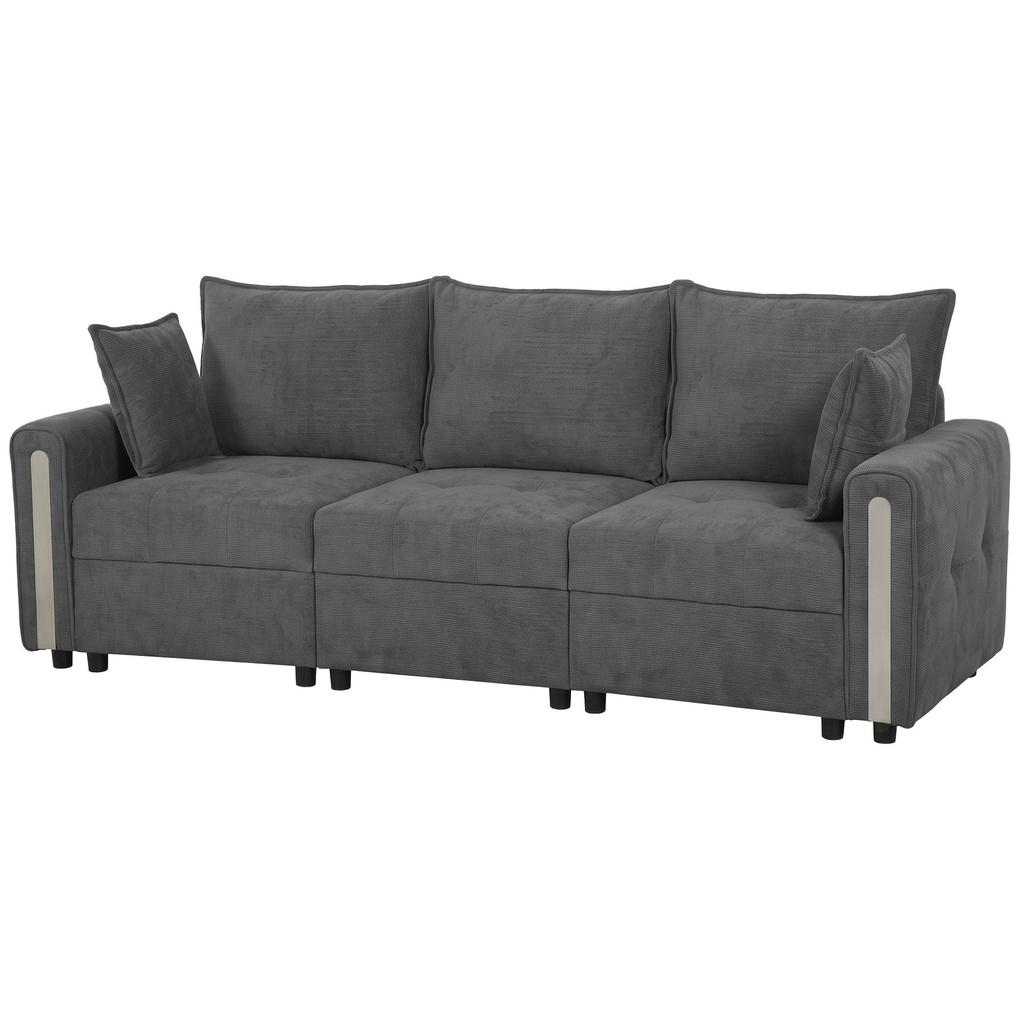 [AOSOM-83F-015V70BG] 3 Seater Velvet Sofa 228 x 85 x 88cm
