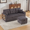 Corduroy Sofa Bed 196 x 82 x 85cm, Dark Grey