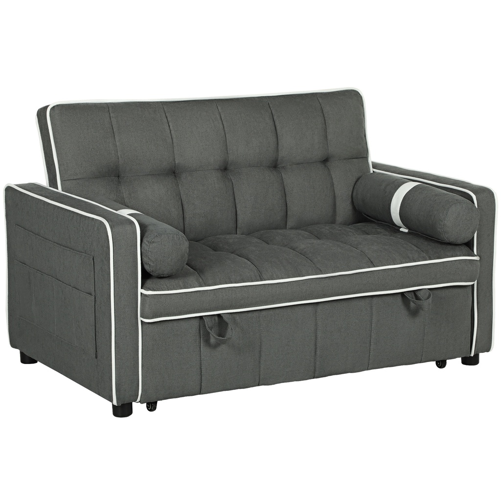 [AOSOM-83B-174V70CG] Linen Sofa Bed 138.5 x 87 x 86cm