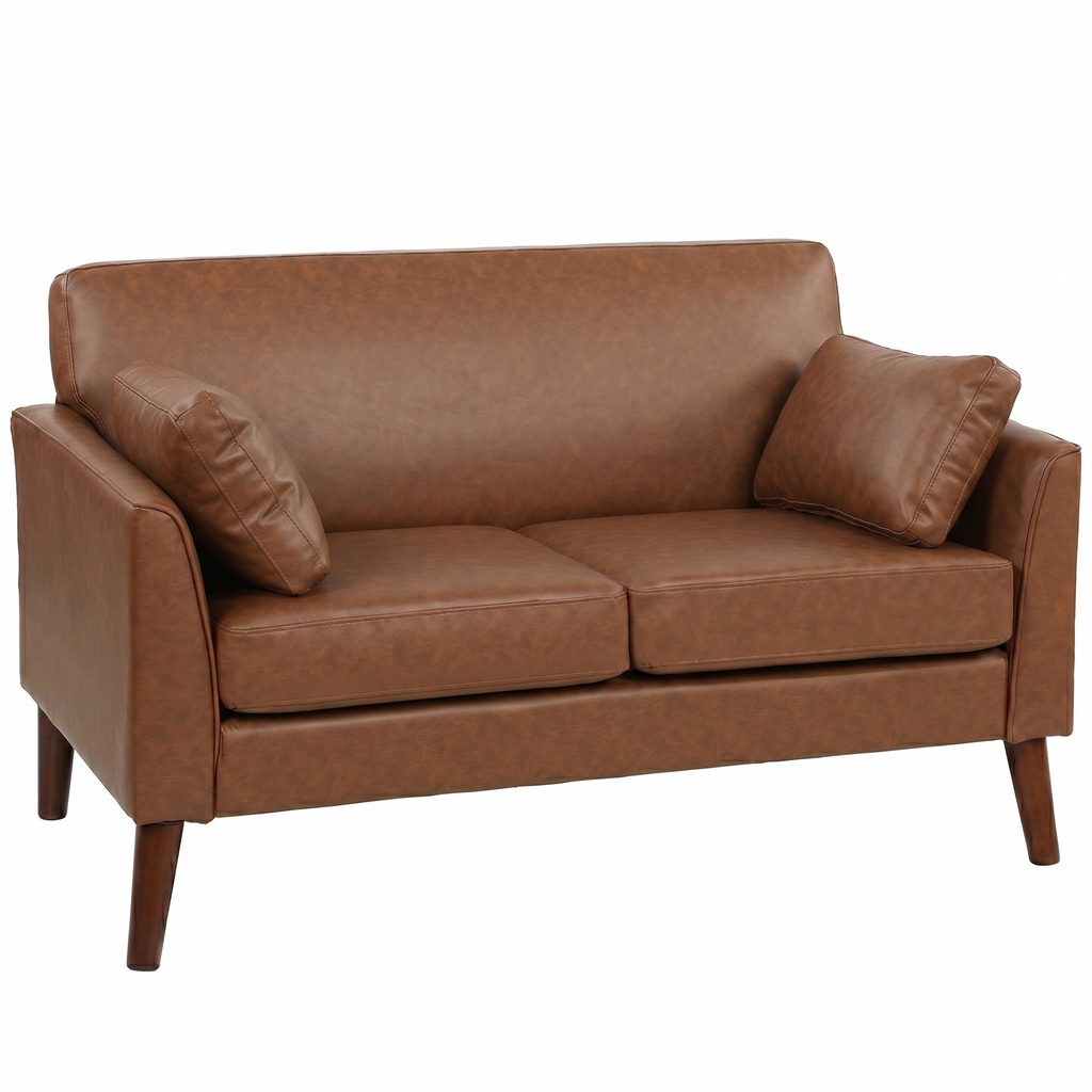 [AOSOM-83B-814V70BN] 2 Seater Faux Leather Sofa 132 x 74 x 79cm