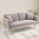 2 Seater Velvet Sofa 165 x 72.5 x 75cm, Grey Teddy