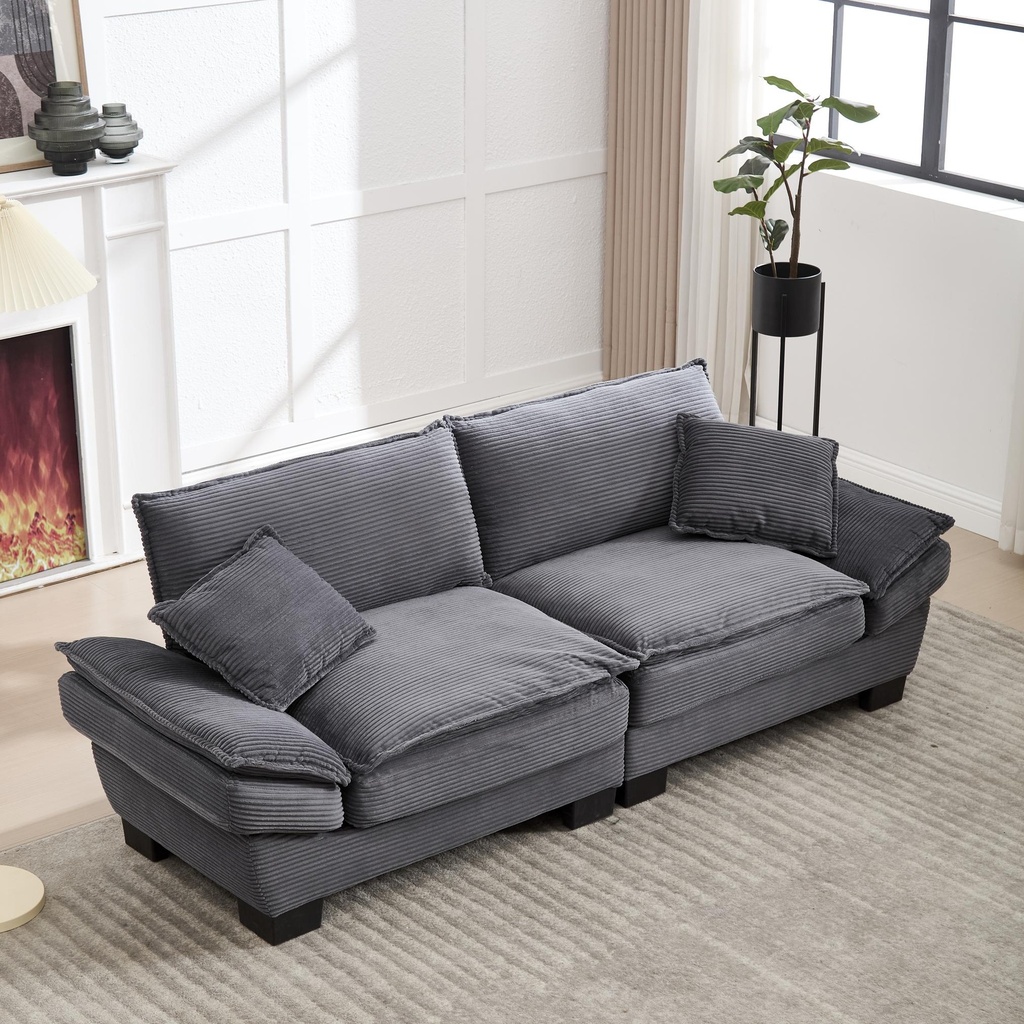 [AOSOM-F-GOM-W2678S00010] Corduroy Sofa 224 x 81 x 81cm