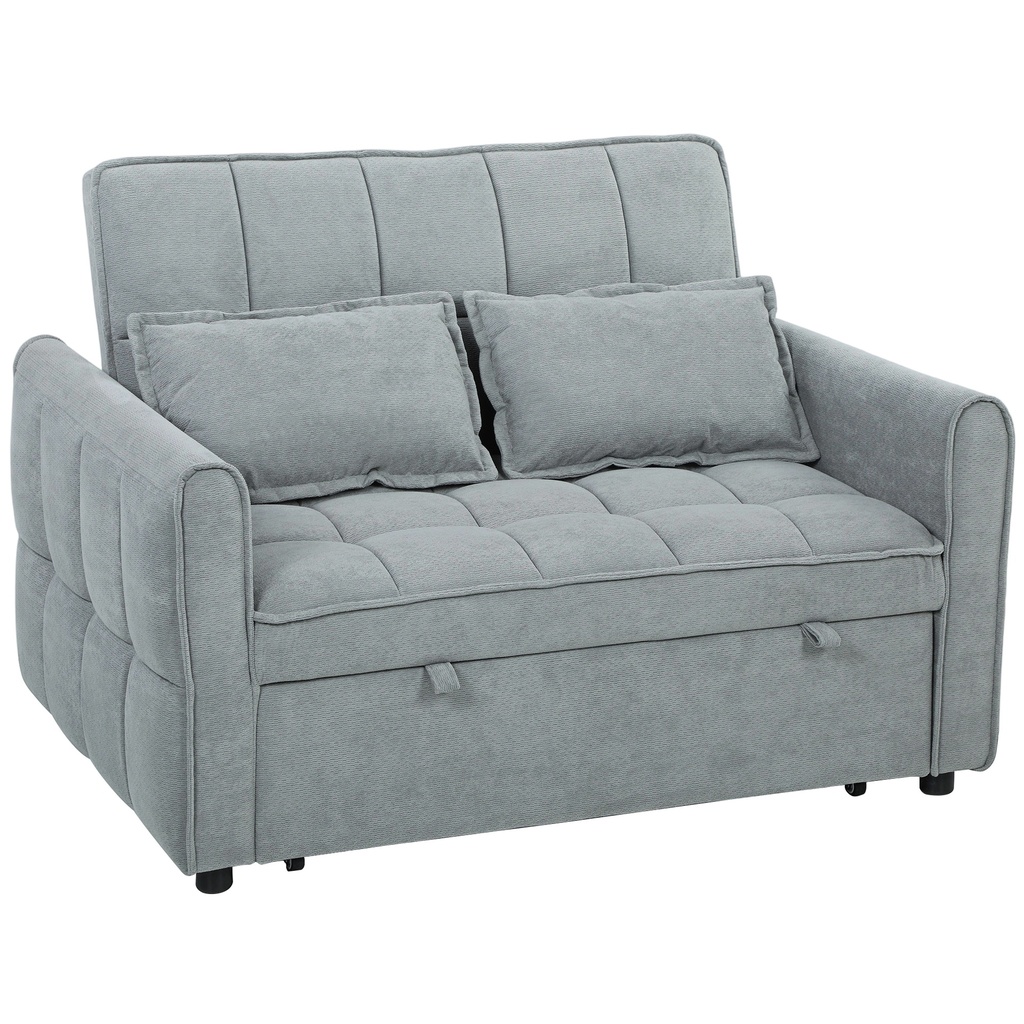 [AOSOM-83B-650V70GY] 2 Seater Velvet Sofa Bed 124.5 x 86.5 x 88cm