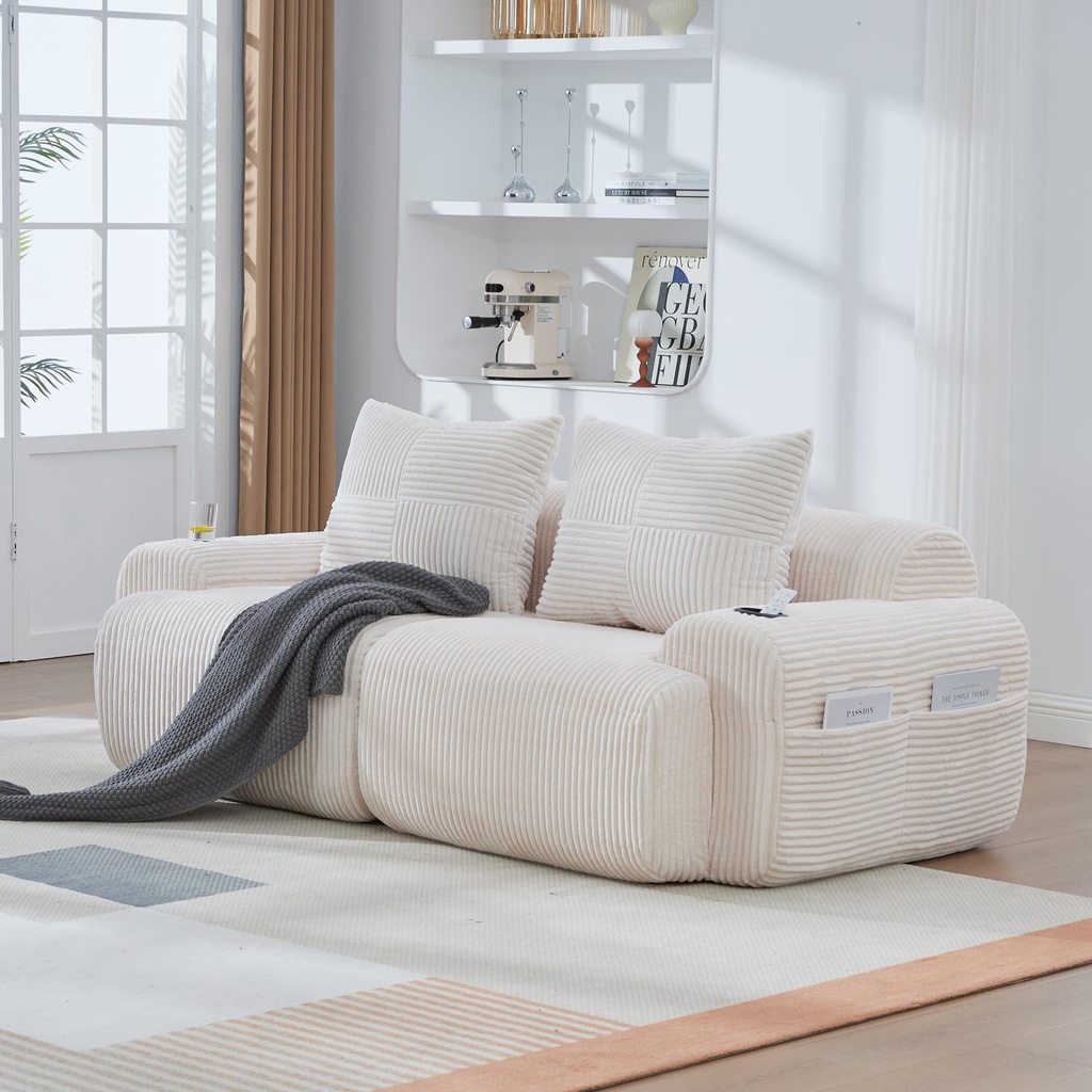 [AOSOM-F-GOM-W3779S00045] 2 Seater Corduroy Sofa 200 x 99 x 80cm
