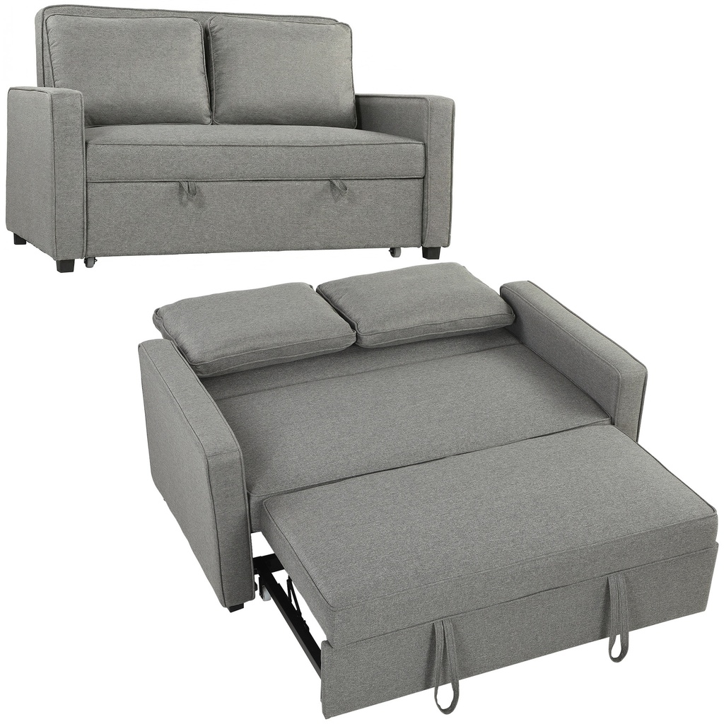 [AOSOM-839-157V72GY] Linen Sofa Bed 148 x 86 x 91.5cm, Grey