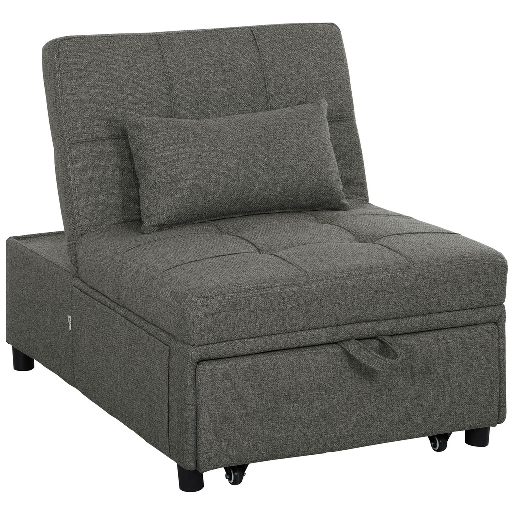 [AOSOM-83B-221V70CG] Linen Sofa Bed 104 x 72 x 81cm, Charcoal Grey