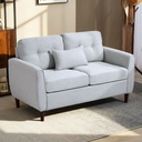 2 Seater Linen Sofa 140 x 78 x 83cm, Light Grey, Brown