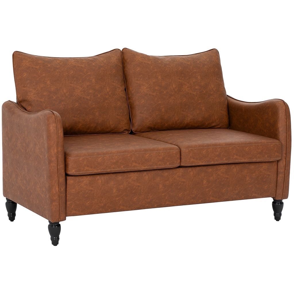 [AOSOM-83B-484V70BN] Faux Leather Sofa 135 x 74 x 85cm, Brown