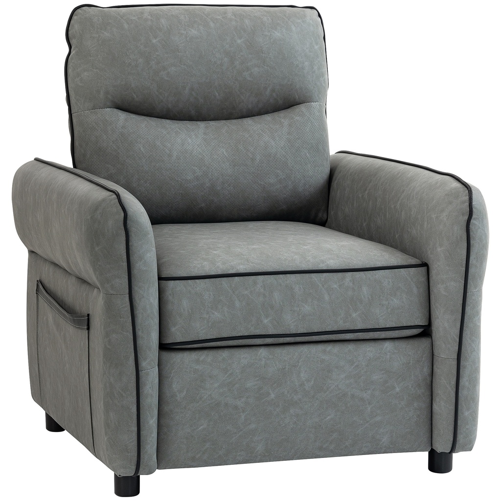 [AOSOM-83B-534V70GY] Faux Leather Armchair 80 x 85 x 90cm, Grey, Black