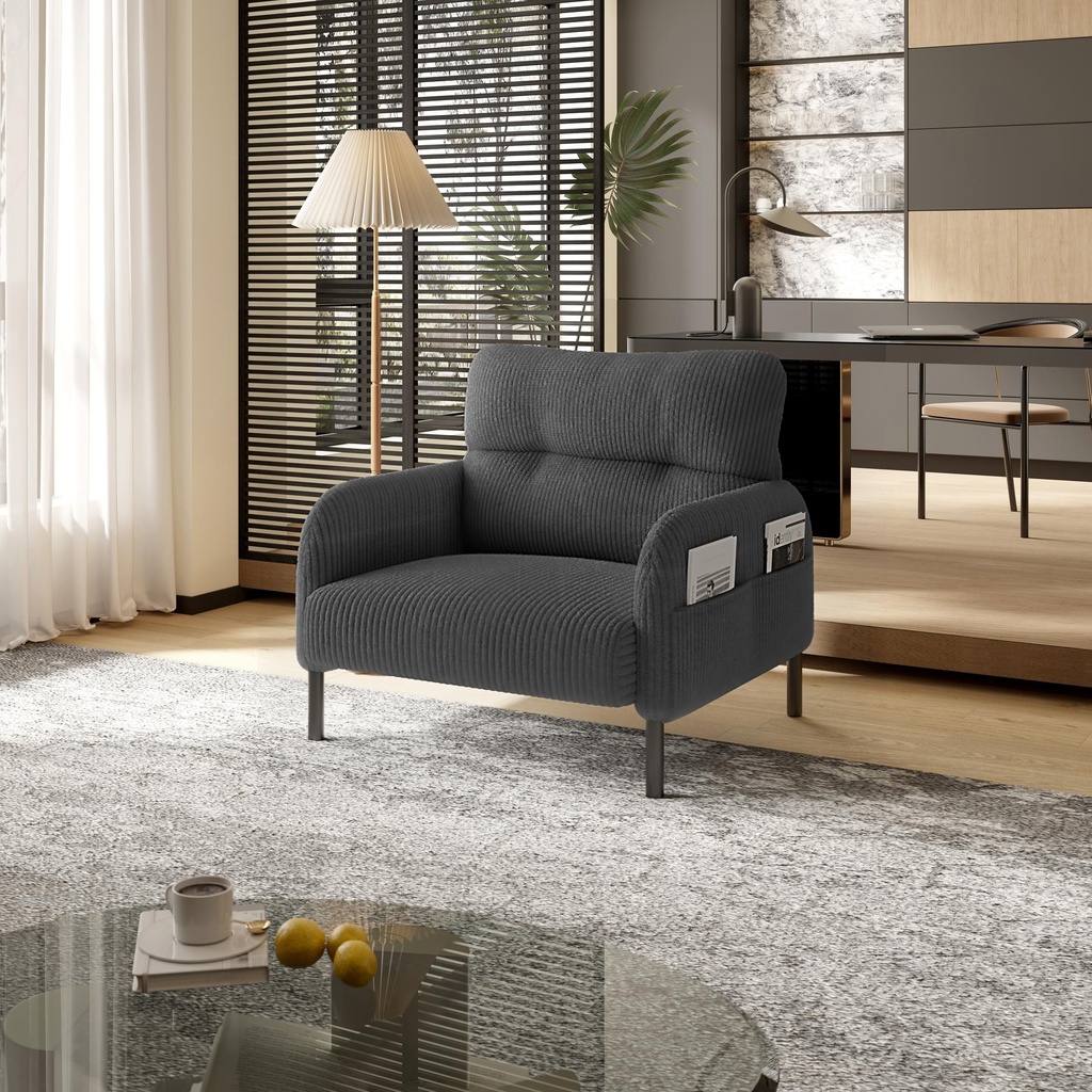 [AOSOM-F-GOM-W2678P422249] Corduroy Armchair 67 x 75 x 79cm, Grey