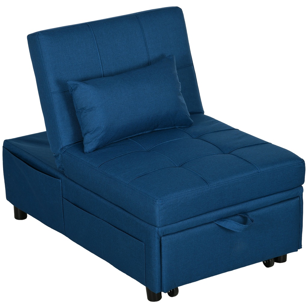 [AOSOM-839-858V70BU] Linen Sofa Bed 81 x 65.5 x 104cm, Blue