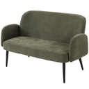 2 Seater Velvet Sofa 132 x 70 x 82cm, Green, Black