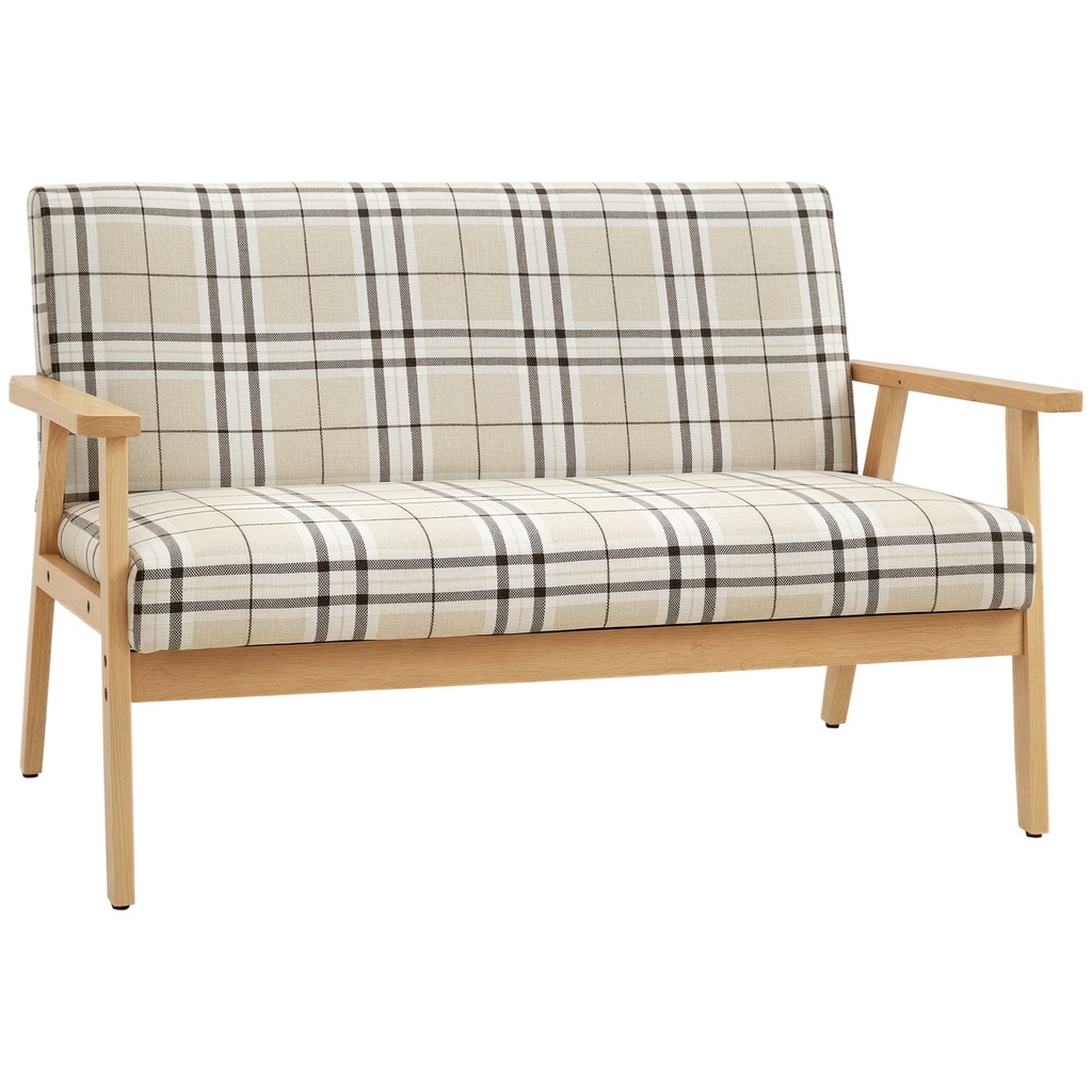 Linen Sofa 124 x 67 x 77cm, Beige, Coffee, Natural