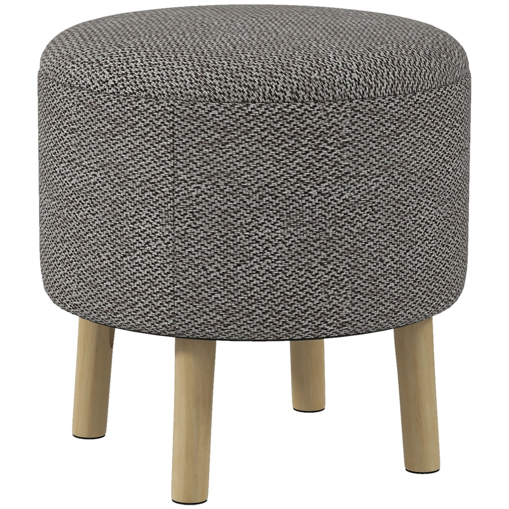 [AOSOM-838-437V70LG] Round Linen Storage Ottoman 39 x 39 x 40cm, Light Grey