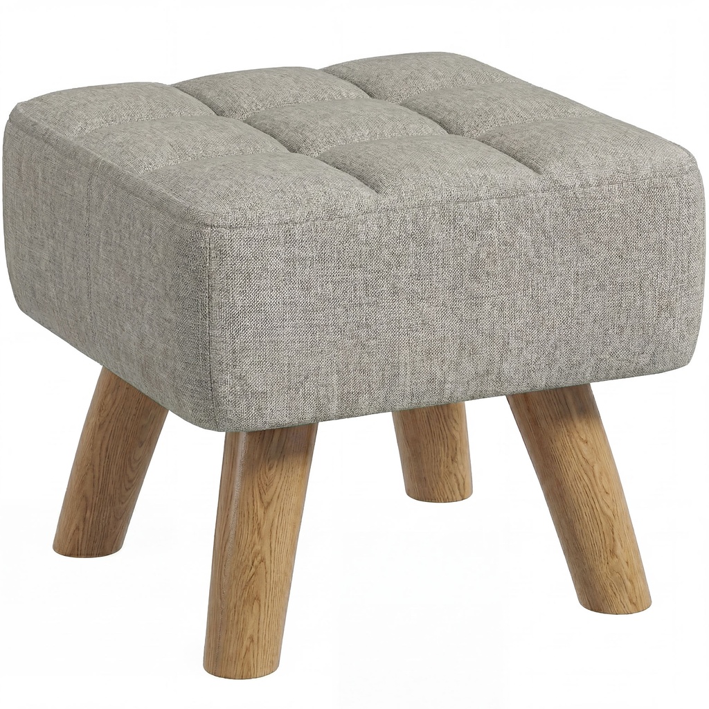 [AOSOM-838-461V70BK] Square Linen Footstool 27 x 27 x 26cm