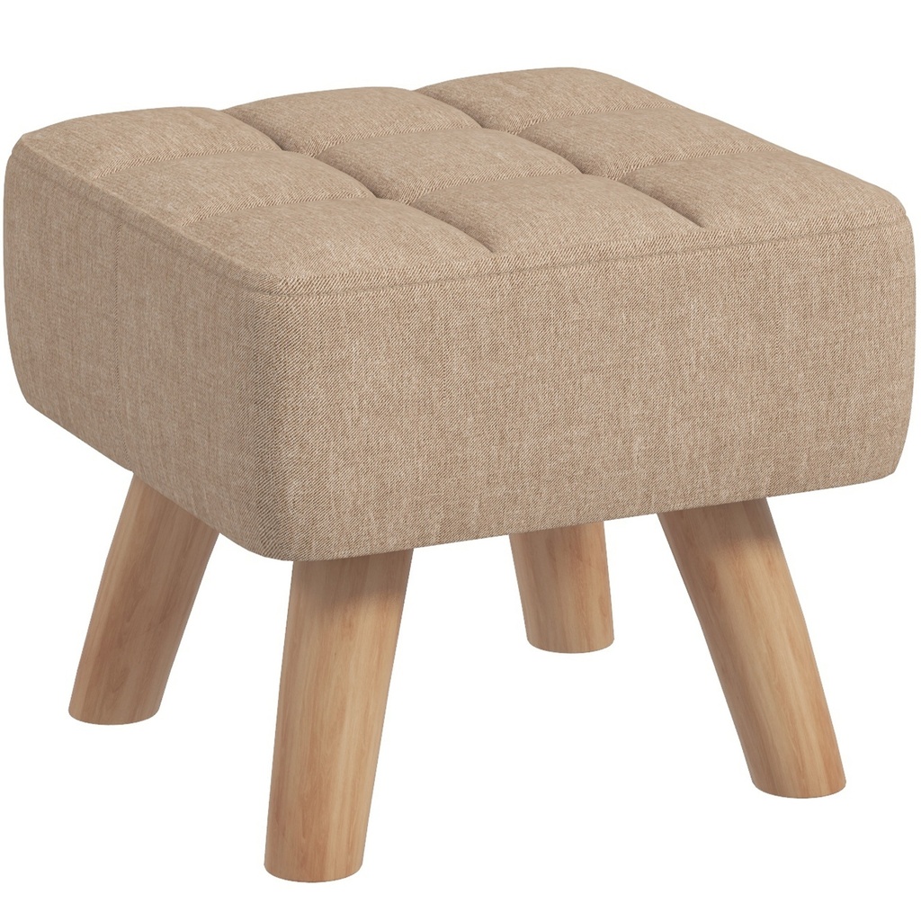 [AOSOM-838-461V70BN] Square Linen Footstool 27 x 27 x 26cm, Light Brown
