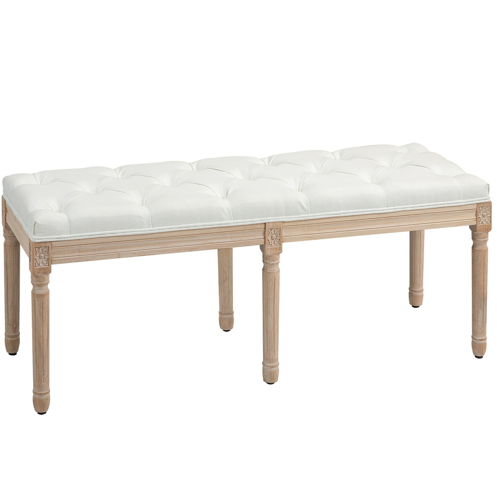 [AOSOM-831-733V70CW] Linen Ottoman Bench 117 x 40 x 48cm, Cream White