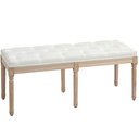 Linen Ottoman Bench 117 x 40 x 48cm, Cream White