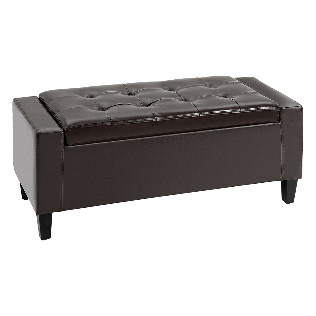 [AOSOM-838-022V71BK] Faux Leather Storage Ottoman Bench 40 x 92 x 40cm