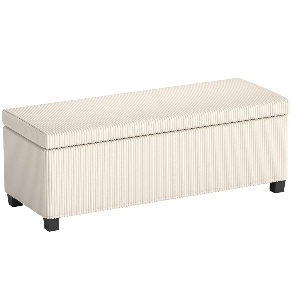 [AOSOM-838-527V70BG] Corduroy Storage Ottoman Bench 112 x 42 x 40cm