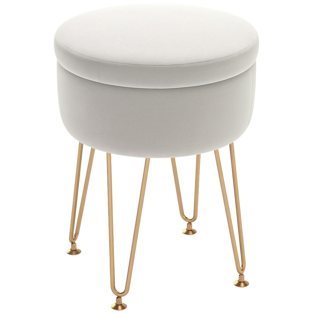 [AOSOM-838-499V70CW] Velvet Storage Ottoman 33 x 43cm