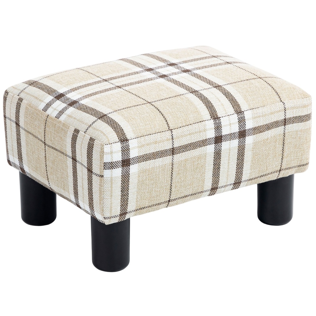 [AOSOM-833-666V74BK] Linen Footstool 40 x 30 x 24cm